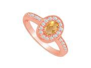 Fine Jewelry Vault UBNR83376P147X5CZCT Perfect Gift Citrine CZ Halo Ring in 14K Rose Gold 8 Stones