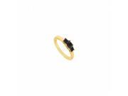 Fine Jewelry Vault UBJ913Y14150BD 14K Yellow Gold Princess Prong Set Black Diamond Three Stone Ring 1.50 CT