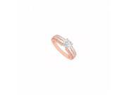 Fine Jewelry Vault UBJS3019AP14CZ April Birthstone CZ Engagement Ring in 14K Rose Gold 1 CT TGW