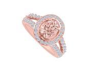 Fine Jewelry Vault UBNR83860AGVR9X7CZMG Morganite CZs Split Shank Halo Engagement Ring 28 Stones