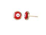 Dlux Jewels Red Red Evil Eye Gold Post Earrings Brass
