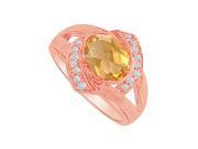 Fine Jewelry Vault UBNR82557P149X7CZCT Oval Citrine CZ Split Shank Ring in 14K Rose Gold 16 Stones