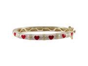 Dlux Jewels White Enamel with Red Hearts Gold Plated 35 mm Bangle