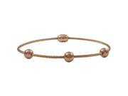 Dlux Jewels Rose Tone Stainless Steel Magnet Bracelet with 3 Balls
