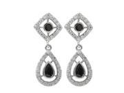 Dlux Jewels Sterling Silver Black White 925 Earrings