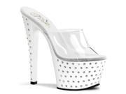 Pleaser STDUS701_C_W 8 2.75 in. Rhinestone Studded Platform Slide Shoe White Clear Size 8