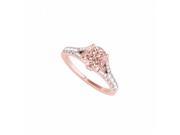 Fine Jewelry Vault UBNR50668EP14CZMG Cool Morganite CZ Split Shank Ring in 14K Rose Gold 10 Stones