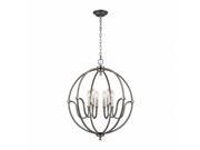 ELK Group International 11843 6 Stanton 6 Light Chandelier Weathered Zinc Brushed Nickel 29 x 25 x 25 in.