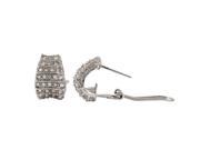 Dlux Jewels Silver Crystal White Omega Earrings