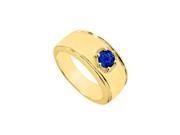 Fine Jewelry Vault UBM300Y14S Mens Blue Sapphire Ring 14K Yellow Gold 1 CT TGW