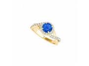 Fine Jewelry Vault UBUNR50886EY14CZS Criss Cross CZ Sapphire Halo Engagement Ring 30 Stones