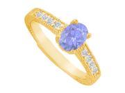 Fine Jewelry Vault UBUNR82898Y149X7CZTZ Oval Shaped Tanzanite CZ Ring in 14K Yellow Gold 4 Stones
