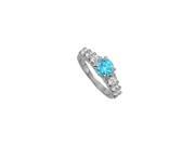 Fine Jewelry Vault UBUNR50501AGCZBT December Birthstone Blue Topaz CZ Ring 1.50 CT TGW 2 Stones