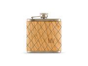 Wedding Star 7060 77 1283 8933 Wood Wrapped Hip Flask Argyle Monogram Etching Silver