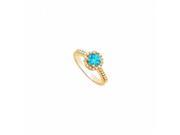 Fine Jewelry Vault UBUNR83499Y14CZBT600 December Birthstone Round Blue Topaz CZ Engagement Ring in 14K Yellow Gold 26 Stones