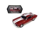 Shelby Collectibles SC154 1 1966 Ford Shelby Mustang GT350 Red White Stripes with Printed Carroll Shelby Signature On The Roof 1 18 Diecast Model Car