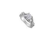 Fine Jewelry Vault UBNR83891W14CZ Fab Gift CZ Twisted Shank Ring in 14K White Gold