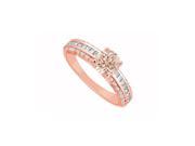 Fine Jewelry Vault UBJS3020AP14DMG Morganite Three Rows of Diamonds in 14K Rose Gold Engagement Ring 20 Stones