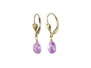 Dlux Jewels Gold Filled Heart Lever Back Earrings with Hanging Lavender 6 x 9 mm Cubic Zirconia Teardrop 1.14 in.