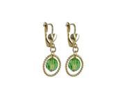 Dlux Jewels 6 mm Green Preciosa Bead Gold 10 mm Braided Ring Dangling Gold Filled Lever Back Earrings with Heart Shape