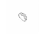 Fine Jewelry Vault UBJS3312AW14CZ CZ Engagement Ring With Side Heart in 14K white Gold of 0.65 CT