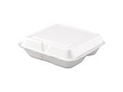 Drc 80HT3R Carryout Food Container Foam 3 Comp White 8 x 7 1 2 x 2 3 10 200 Carton