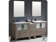 Fresca FVN62 301230GO UNS Fresca Torino Gray Oak Modern Double Sink Bathroom Vanity with Side Cabinet Integrated Sinks 72 in.