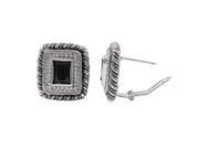 Dlux Jewels Sterling Silver Black Cubic Zirconia Earrings