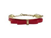 Dlux Jewels Red Bow Red Enamel Gold Plated Brass Bangle Bracelet 5.5 in.