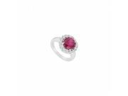Fine Jewelry Vault UBUK734W10CZR 118RS6 Created Ruby Cubic Zirconia Ring 10K White Gold 3.00 CT Size 6