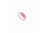 Fine Jewelry Vault UBJ548W14PS 101RS7 Three Stone Pink Sapphire Ring 14K White Gold 0.50 CT Size 7