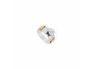 Fine Jewelry Vault UBJ2194TT14D Diamond Princess Cut Round Engagement Ring in 14K Two Tone White Yellow Gold 1.10 CT