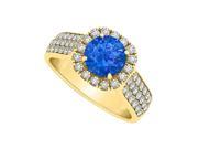 Fine Jewelry Vault UBUNR50884AGVYCZS Sapphire CZ Wide Shank Halo Ring in 18K Yellow Gold Vermeil 54 Stones