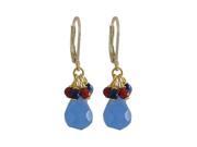 Dlux Jewels Blue Quartz Semi Precious Stones with Gold Plated Brass Lever back Earrings 1.42 in.