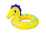 NorthLight Seahorse Childrens Inflatable Swimming Pool Inner Tube Ring Yellow Blue 24 in.