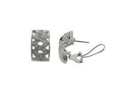 Dlux Jewels Silver Tone Brass with Crystal Post Clip Earrings 0.87 in.