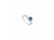 Fine Jewelry Vault UBJS512AW14QD Blue White Diamond Engagement Ring in 14K White Gold 0.80 CT