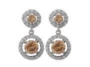 Dlux Jewels Sterling Silver Champagne White Cubic Zirconia Earrings