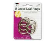 Charles Leonard Inc LEO65016 Looseleaf Ring 1 in. Diameter 5 PK Silver