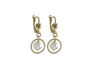 Dlux Jewels 6 mm White Preciosa Bead Gold 10 mm Braided Ring Dangling Gold Filled Lever Back Earrings with Heart Shape