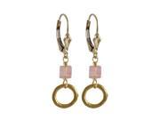 Dlux Jewels Cherry Quartz 4 x 4 mm Square Semi Precious Stone 10 mm Ring Dangling with 35.5 mm Long Gold Filled Lever Back Earrings