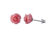 Dlux Jewels 8 mm Pink Flower with Sterling Silver Post Stud Earrings
