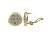 Dlux Jewels Brass Gold White Earrings with Silver Post Clip