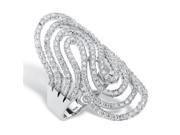 Palm Beach Jewelry 5634610 1.44 TCW Round Cubic Zirconia Swirling Ribbon S Ring Sterling Silver Size 10