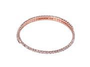 Dlux Jewels RS Wht Rose Tone Brass Flexible Bracelet with White Crystals