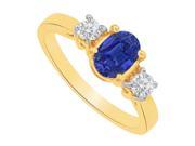 Fine Jewelry Vault UBUNR83437AGVY9X7CZS Sapphire CZ Three Stones Ring in Yellow Gold Vermeil 2 Stones