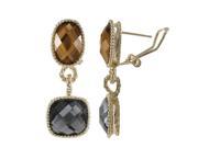 Dlux Jewels Gold Plated Brass Omega Clip Earrings Champagne Grey Color