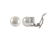Dlux Jewels White 10 mm Shell Pearl Rhodium Plated Stud Clip on Earrings