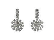 Dlux Jewels Rhodium Plated Sterling Silver Cubic Zirconia Dangle Post Earrings