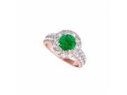 Fine Jewelry Vault UBUNR50847EAGVRCZE Emerald CZ Engagement Ring in 14K Rose Gold Vermeil 11 Stones